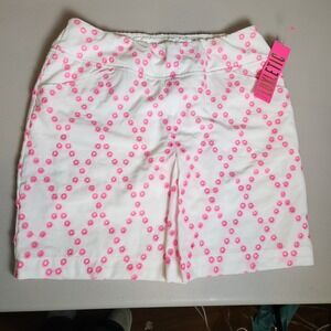 Lilly Pulitzer White Shorts with Pink Floral Embroidery